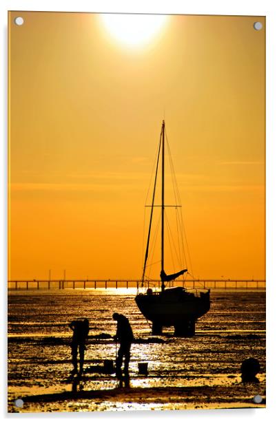 Thorpe Bay Sunset Southend on Sea Essex Acrylic by Andy Evans Photos