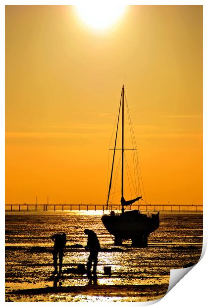 Thorpe Bay Sunset Southend on Sea Essex Print by Andy Evans Photos