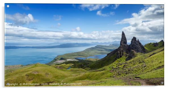 Panoramic view of the Old Man of Storr Acrylic by Phill Thornton