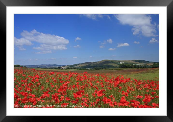 Poppy Field nr.. Lewes, Sussex Framed Mounted Print by Craig Williams