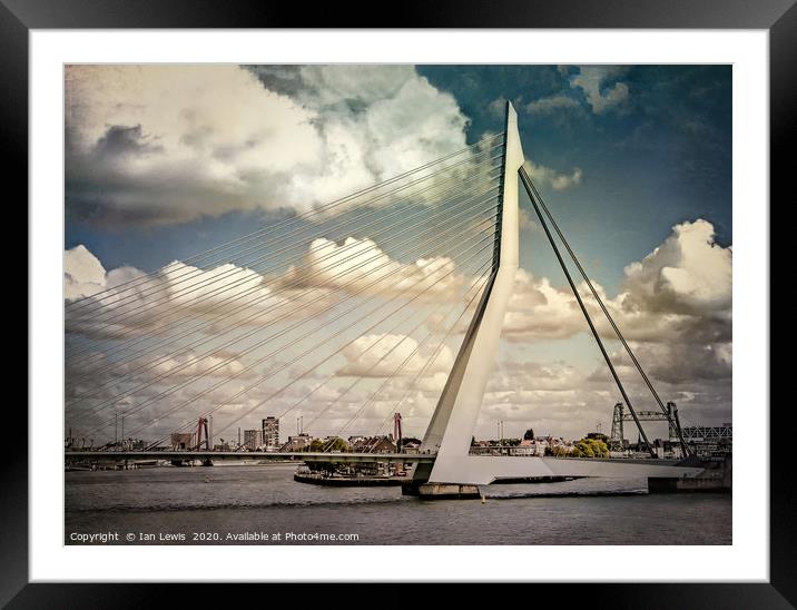 The Erasmusbrug Rotterdam Framed Mounted Print by Ian Lewis