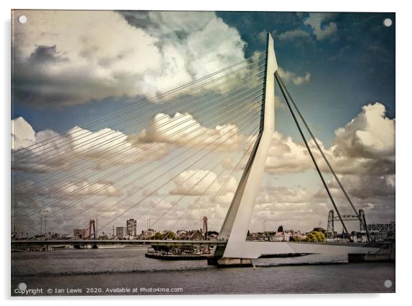 The Erasmusbrug Rotterdam Acrylic by Ian Lewis