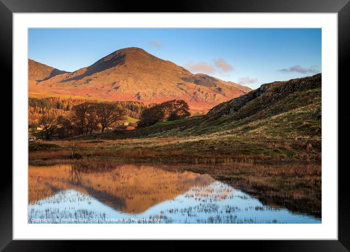 Old Man of Coniston Reflected Framed Mounted Print by Andrew Ray