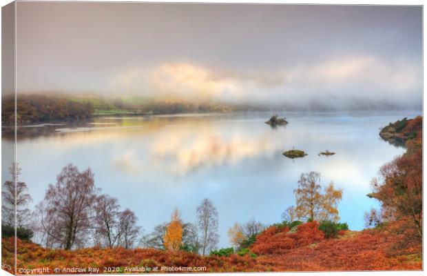 Autumnal reflections (Ullswater) Canvas Print by Andrew Ray