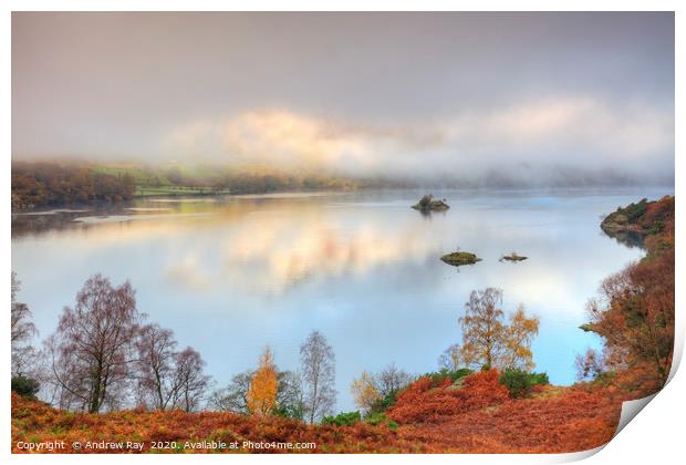 Autumnal reflections (Ullswater) Print by Andrew Ray