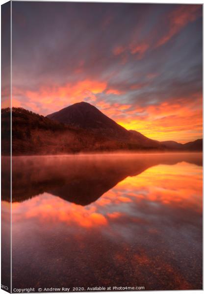 Sunrise at Crummock Water. Canvas Print by Andrew Ray