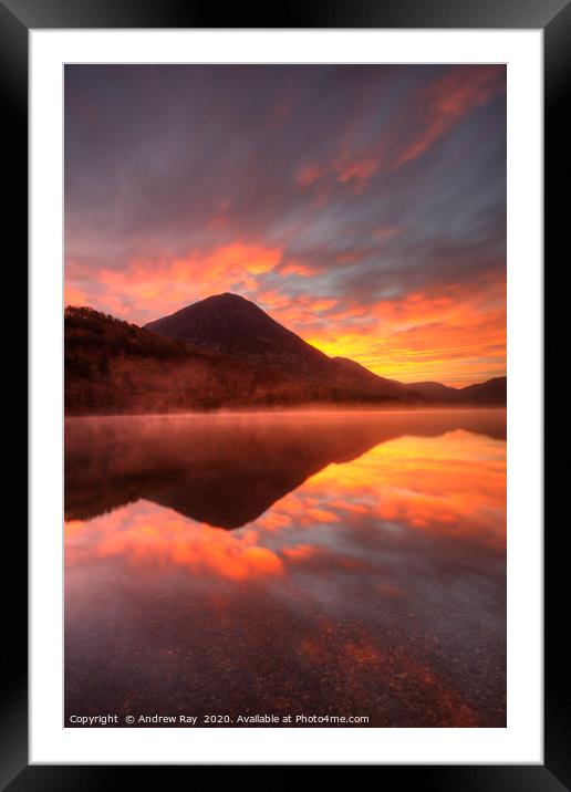 Sunrise at Crummock Water. Framed Mounted Print by Andrew Ray