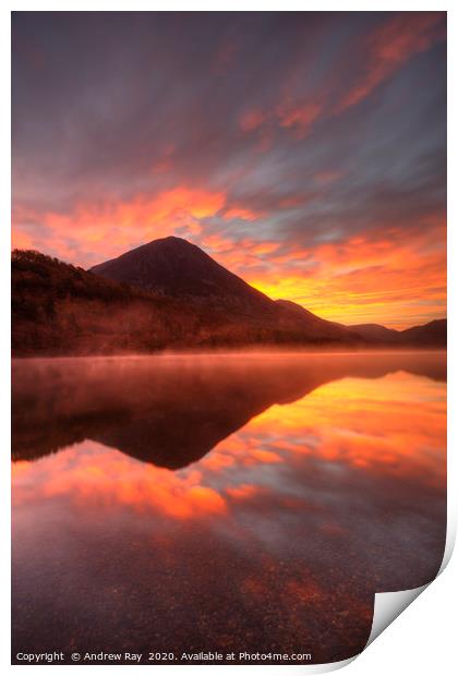 Sunrise at Crummock Water. Print by Andrew Ray