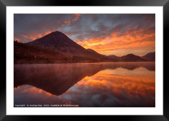 Sunrise reflections (Crummock Water). Framed Mounted Print by Andrew Ray