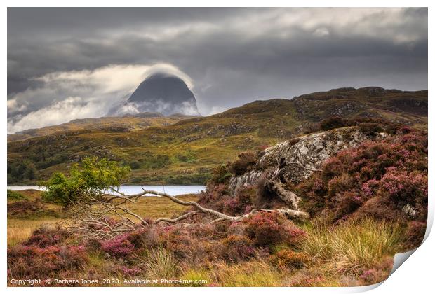 Suilven in Autumn, Glencanisp Scotland Print by Barbara Jones