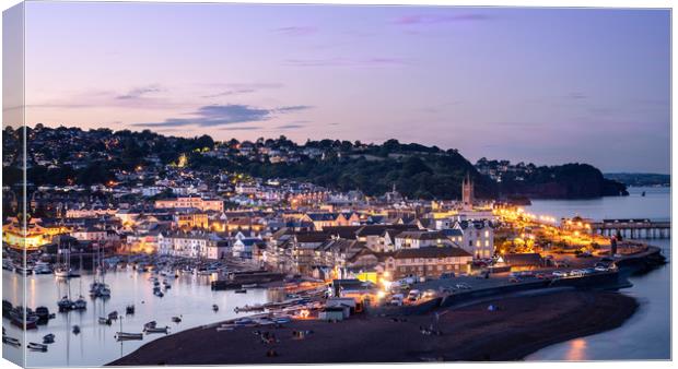 Teignmouth At Twilight Canvas Print by John Fowler