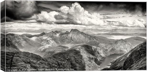 Panoramic view from the summit of the Black Cuilli Canvas Print by Phill Thornton