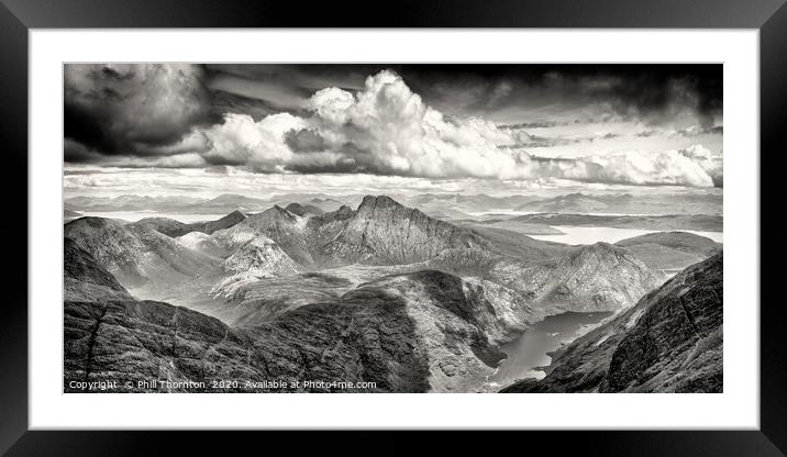 Panoramic view from the summit of the Black Cuilli Framed Mounted Print by Phill Thornton
