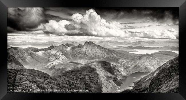 Panoramic view from the summit of the Black Cuilli Framed Print by Phill Thornton