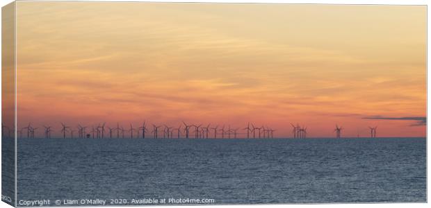 The Sun Sets over Burbo Bank Windfarm Canvas Print by Liam Neon