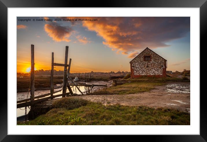 Sunrise over the Barn at Thornham Framed Mounted Print by David Powley