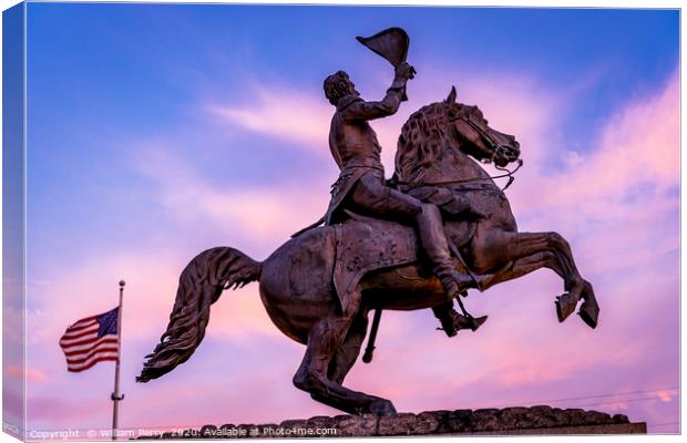 Andrew Jackson Statue Sunset Square New Orleans Lo Canvas Print by William Perry
