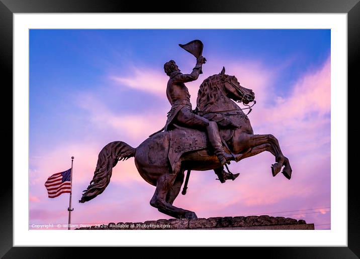 Andrew Jackson Statue Sunset Square New Orleans Lo Framed Mounted Print by William Perry