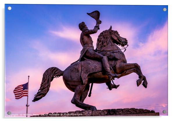 Andrew Jackson Statue Sunset Square New Orleans Lo Acrylic by William Perry