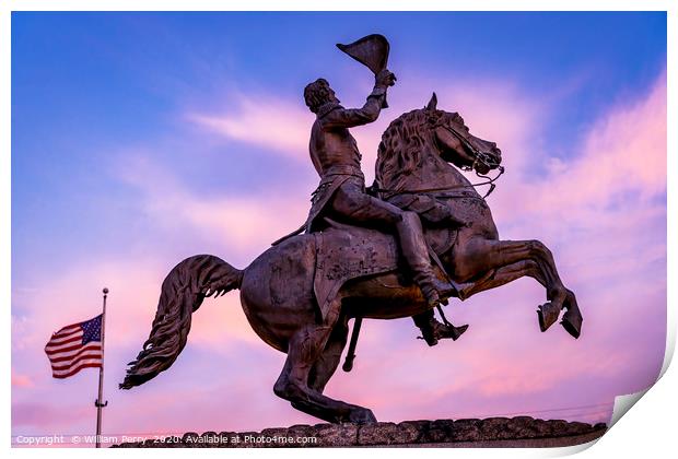 Andrew Jackson Statue Sunset Square New Orleans Lo Print by William Perry