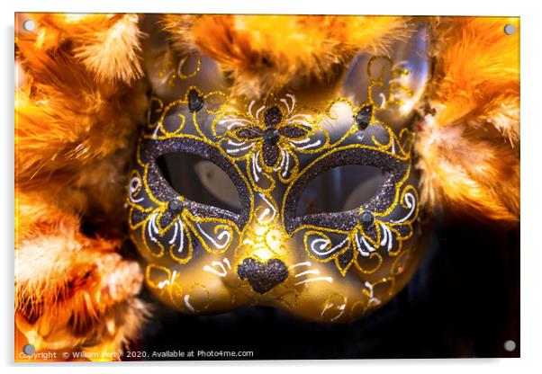 Colorful Mask Feathers Mardi Gras New Orleans Loui Acrylic by William Perry
