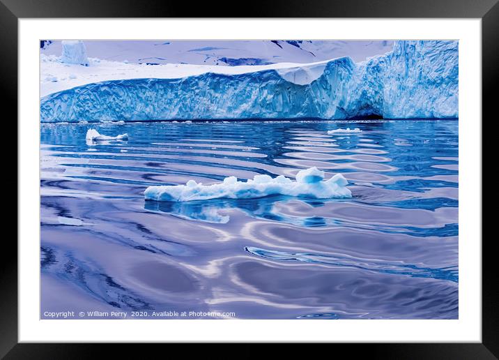 Iceberg Snow Mountains Blue Glaciers Dorian Bay An Framed Mounted Print by William Perry