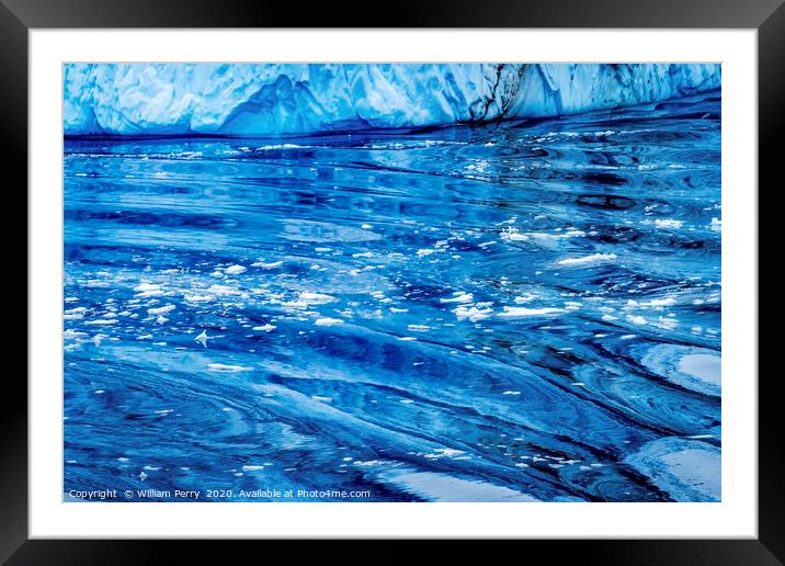 Snow Mountains Blue Glaciers Refection Dorian Bay  Framed Mounted Print by William Perry