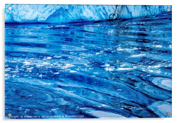 Snow Mountains Blue Glaciers Refection Dorian Bay  Acrylic by William Perry