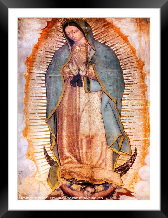 Original Virgin Mary Guadalupe Painting Mexico Cit Framed Mounted Print by William Perry