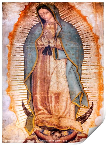 Original Virgin Mary Guadalupe Painting Mexico Cit Print by William Perry
