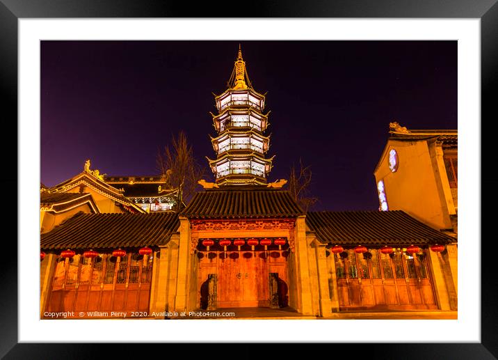 Nanchang Temple Pagoda Wuxi Jiangsu China Framed Mounted Print by William Perry