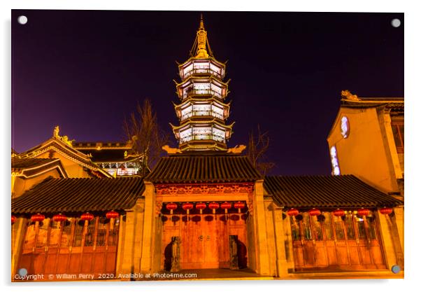 Nanchang Temple Pagoda Wuxi Jiangsu China Acrylic by William Perry