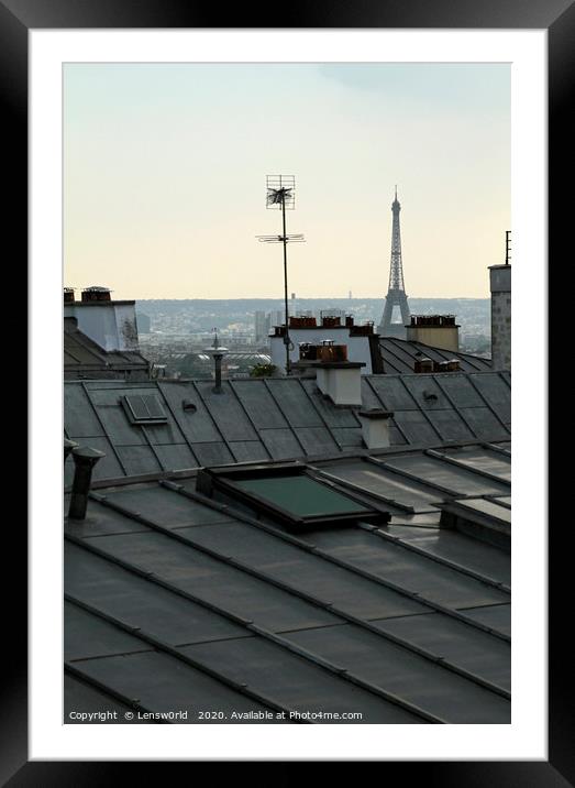 Overlooking the roof tops of Paris Framed Mounted Print by Lensw0rld 