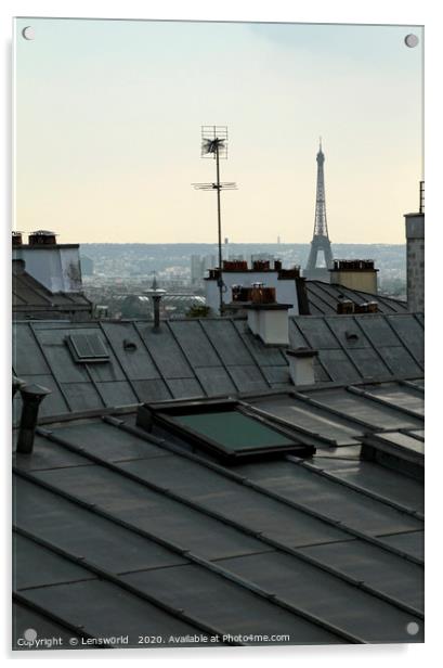 Overlooking the roof tops of Paris Acrylic by Lensw0rld 