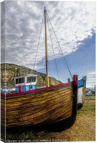 Fishing Boat Bows Canvas Print by Ian Lewis