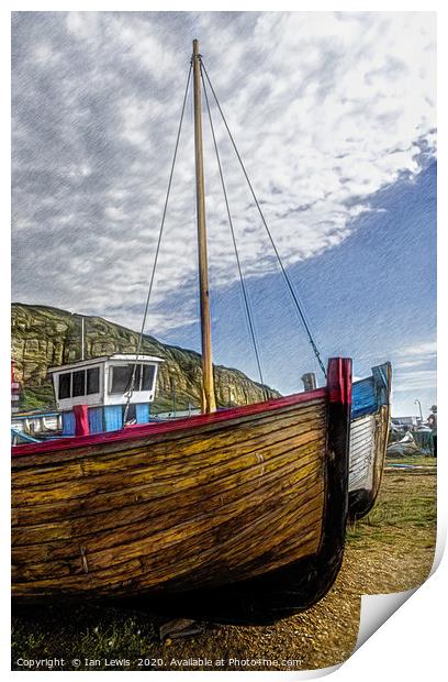 Fishing Boat Bows Print by Ian Lewis