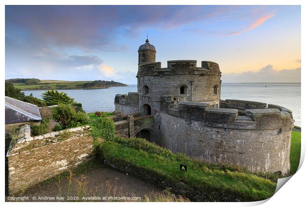 Evening at St Mawes Castle Print by Andrew Ray