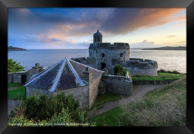 St Mawes Castle at sunset Framed Print by Andrew Ray