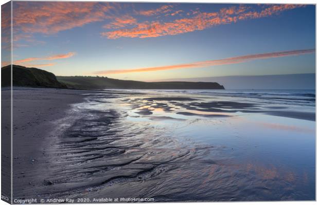 Pendower Beach at sunrise Canvas Print by Andrew Ray