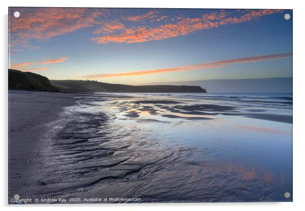 Pendower Beach at sunrise Acrylic by Andrew Ray