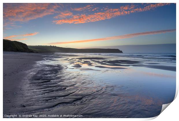 Pendower Beach at sunrise Print by Andrew Ray