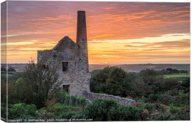 Sunset at Wheal Peevor. Canvas Print by Andrew Ray