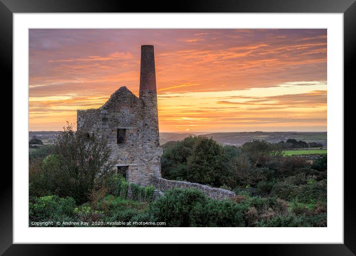 Sunset at Wheal Peevor. Framed Mounted Print by Andrew Ray