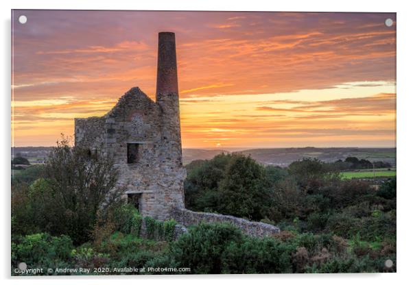 Sunset at Wheal Peevor. Acrylic by Andrew Ray