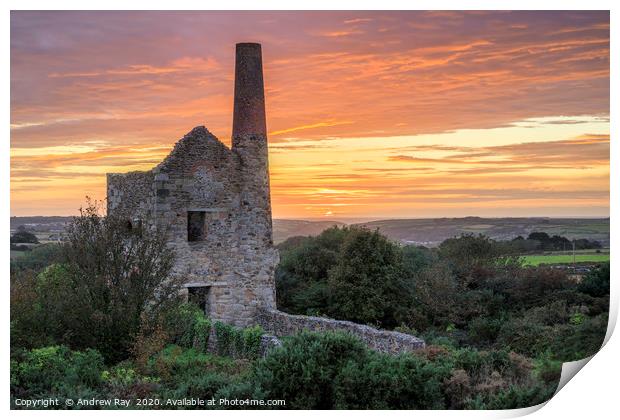 Sunset at Wheal Peevor. Print by Andrew Ray