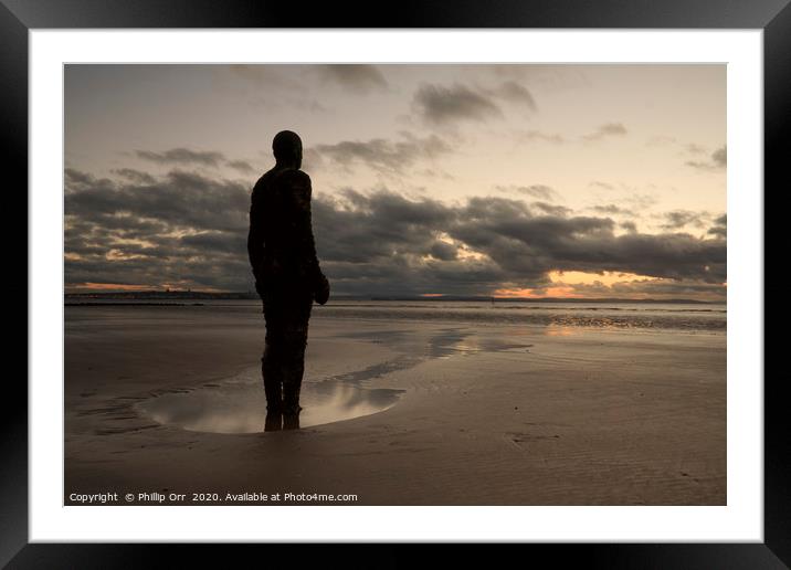 Iron Man Crosby Beach Sunset Framed Mounted Print by Phillip Orr