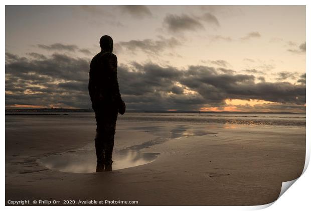 Iron Man Crosby Beach Sunset Print by Phillip Orr