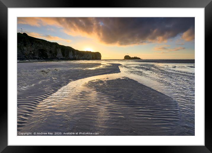 Stream and rand ripples (Perranporth) Framed Mounted Print by Andrew Ray
