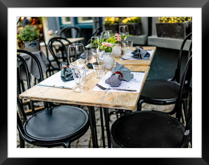 Outdoor seating outside a Dutch restaurant Framed Mounted Print by Chris Yaxley
