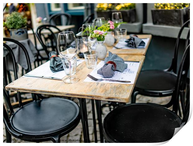 Outdoor seating outside a Dutch restaurant Print by Chris Yaxley